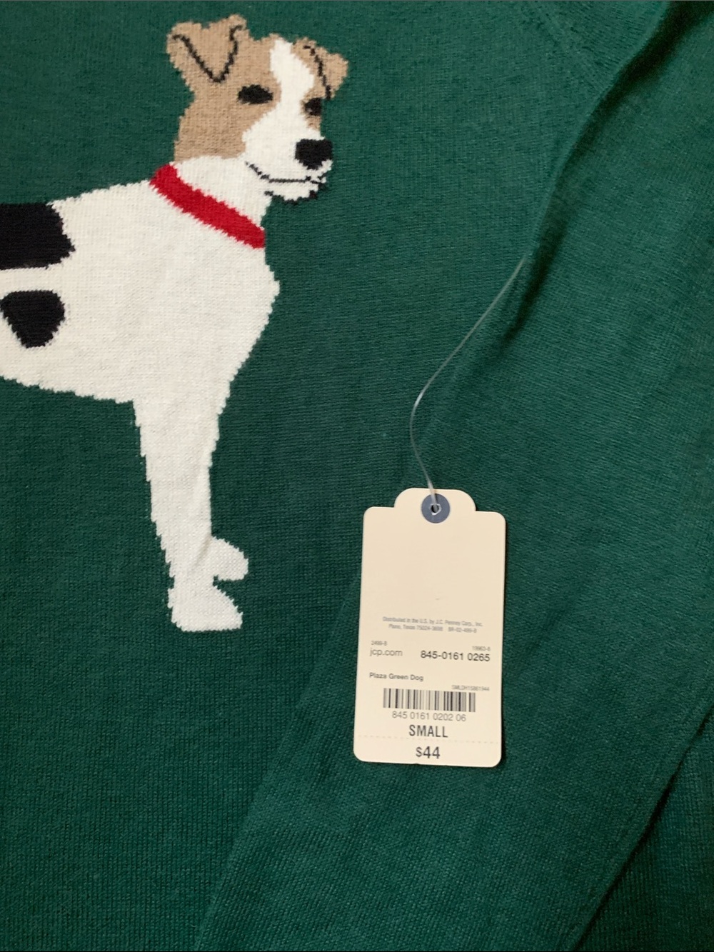 St. John's Bay Green Crewneck Sweater with Dog Intarsia - Picture 2 of 3